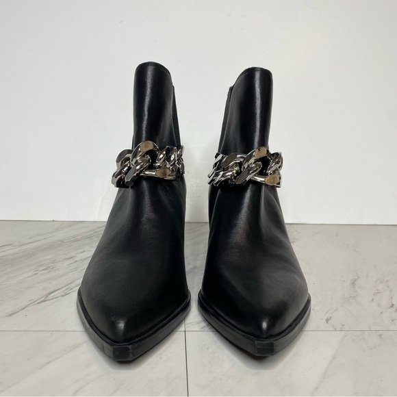 Marc Fisher Henly Black Leather Chain Bootie 7M - Picture 2 of 16